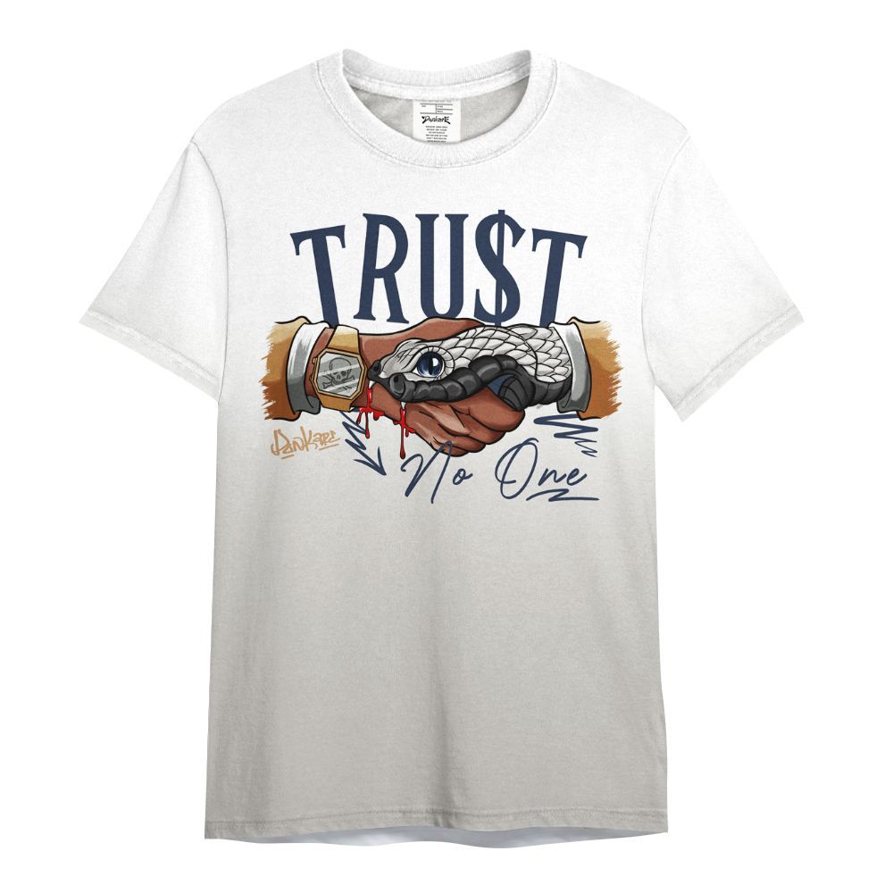 Shirt To Match Low Navy Grey Gum 1s - Trust No One Drip All Over Print