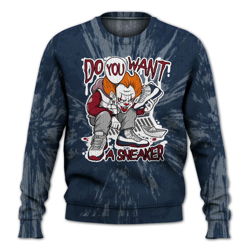 Knitted Sweater To Match White Midnight Navy 6s - Clown Scary Sneakers Graphic Halloween