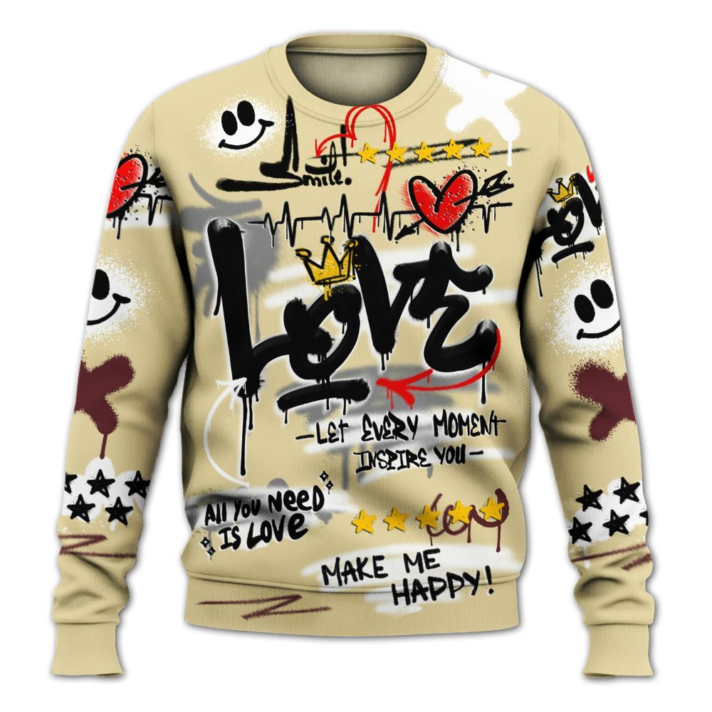 Sweatshirt To Match Women Phantom 12s - Happy Love Beats Graffiti Streetwear All Over Print