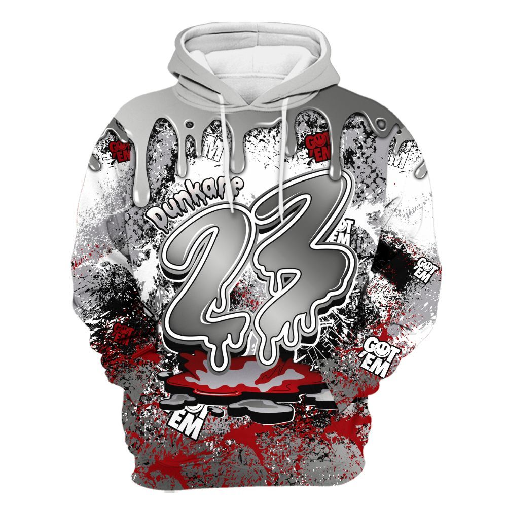 Hoodie To Match Metallic Silver 14s - Dripping 23 Drip All Over Print