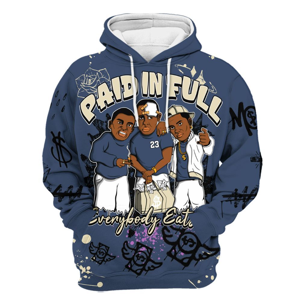 Hoodie To Match Diffused Blue 3s - Everybody Paid In Full Crayon All Over Print