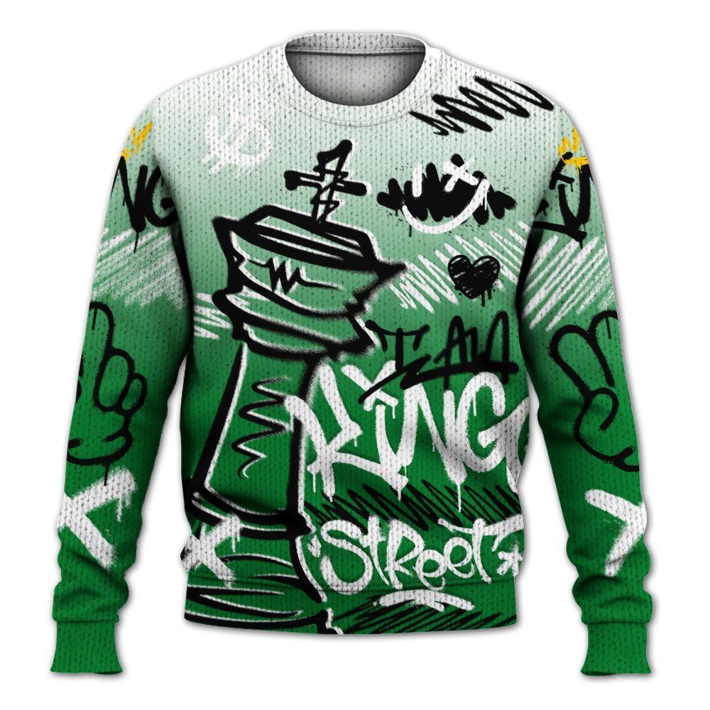 Knitted Sweater To Match Lucky Green 1s - Street King Chess Streetwear