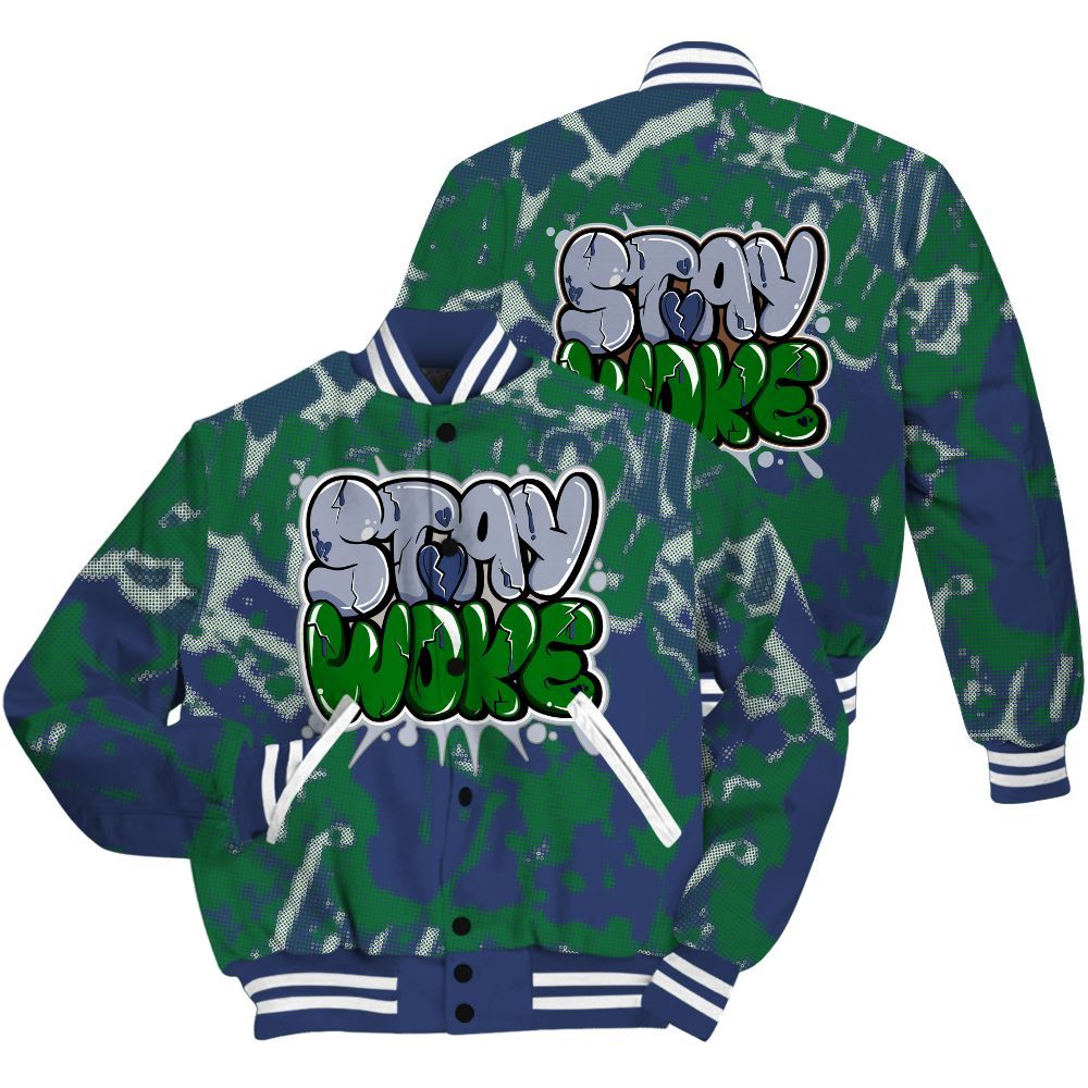 Varsity Jacket To Match Midnight Navy 13s Shirt - Stay And Woken Street All Over Print