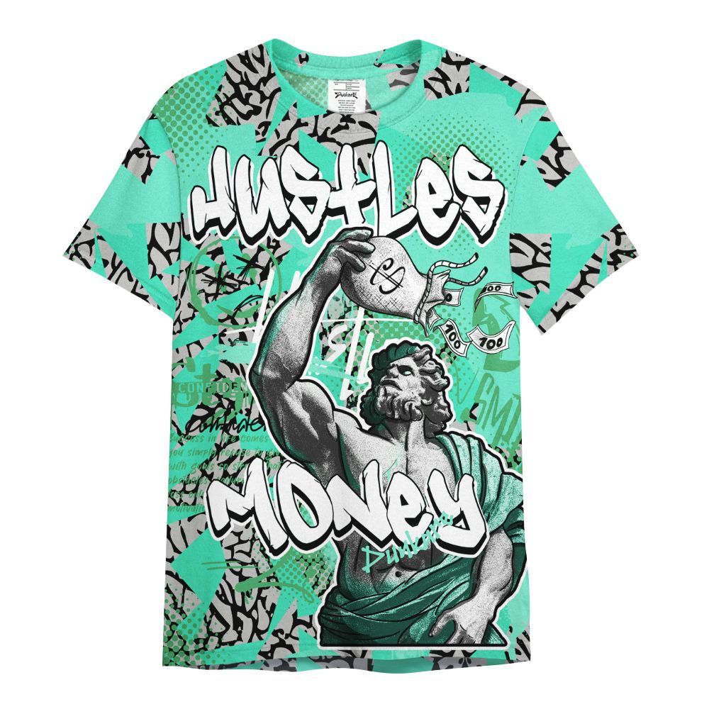 Shirt To Match Black Green Glow 3s - Huslte Money Retro Green Glow 3s Outfit All Over Print