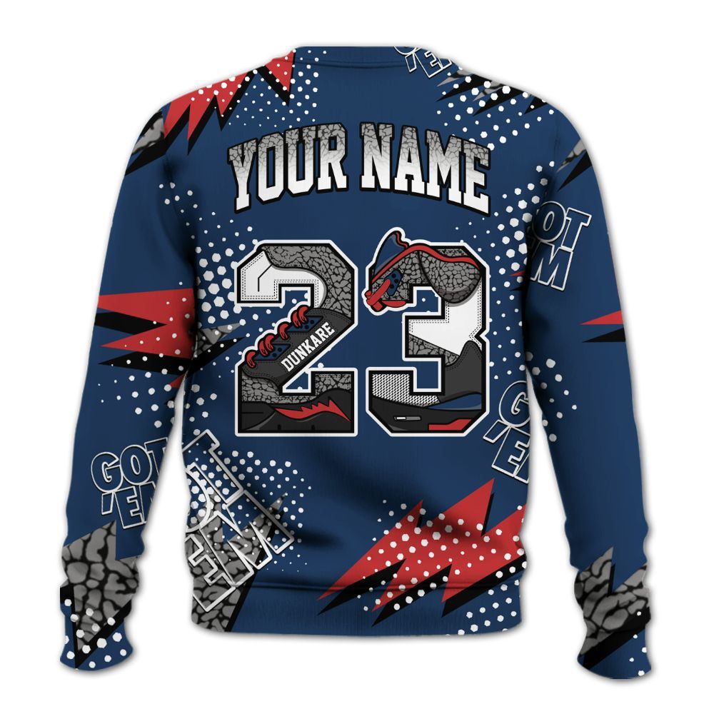 Sweatshirt To Match SP Sport Royal 3s - Custom Name Number 23 5s All Over Print