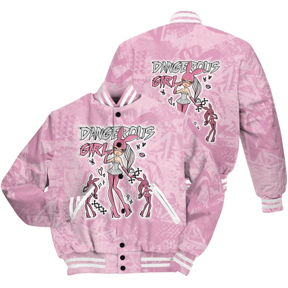 Varsity Jacket To Match Orchid 4s Shirt - Dangerous.Girl Heart Grunge All Over Print