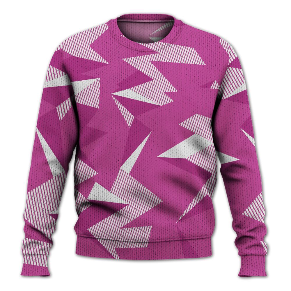 Knitted Sweater To Match Dunk Low Active Fuchsia - Geometric Camouflage Pattern