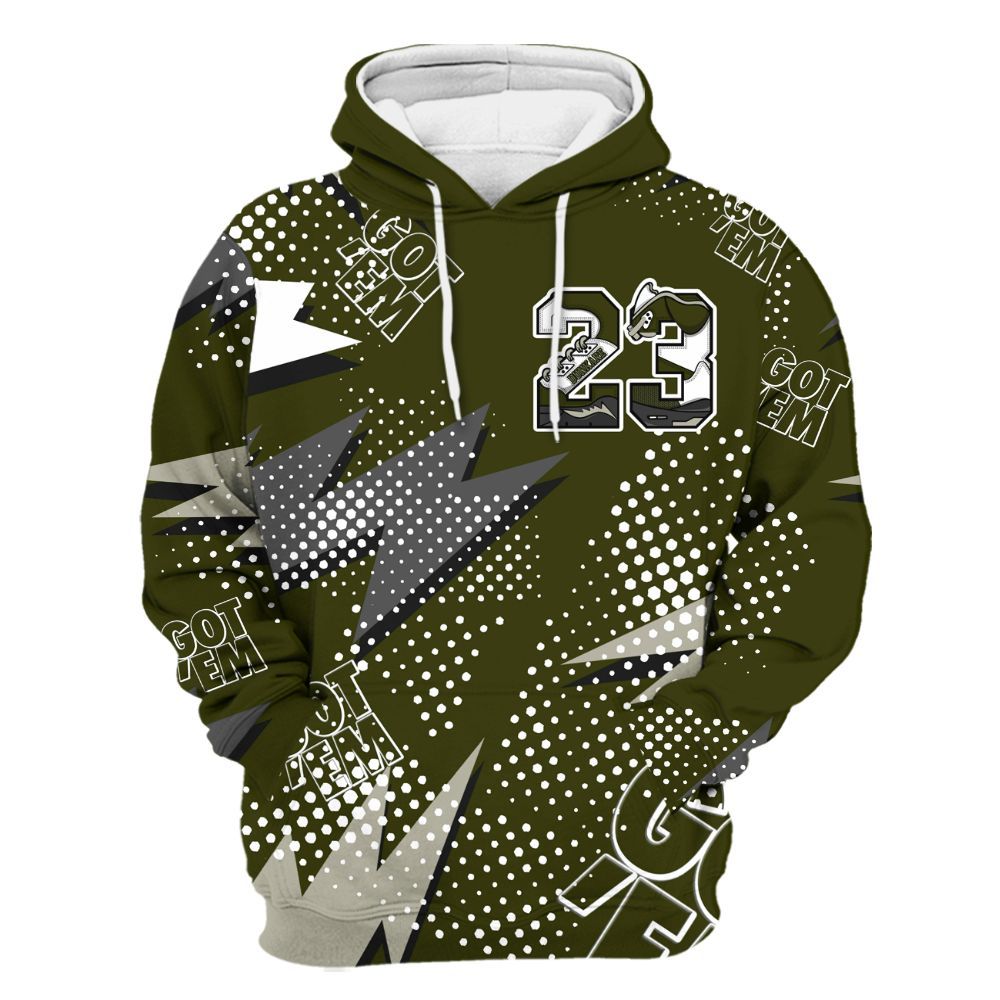 Hoodie To Match Dunk Low Pale Ivory Cargo Khaki - Custom Name Number 23 5s All Over Print