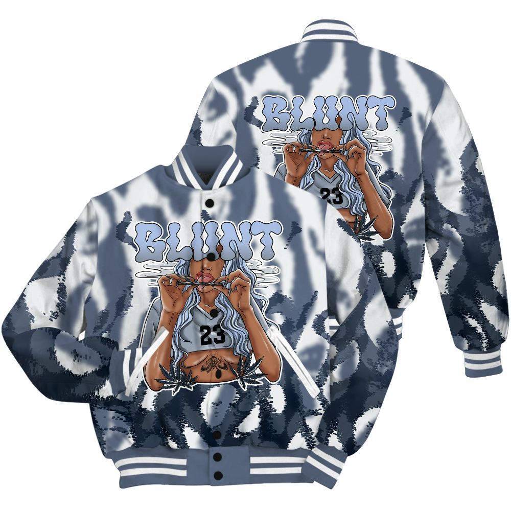 Varsity Jacket To Match Low Diffused Blue 11s Shirt - Bluntz Burnz All Over Print