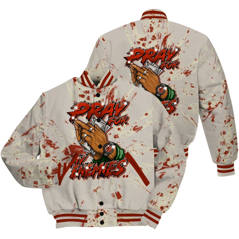 Varsity Jacket To Match El Grito 5s Shirt - Prayed For Enemies Graphic Luxury All Over Print