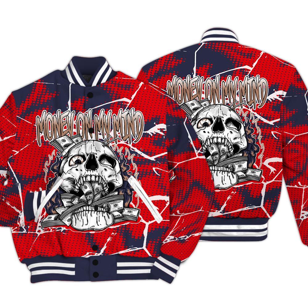 Varsity Jacket To Match Low OG Howard Bison 1s - MOMM Skeleton Crack Varsity Jacket Unisex