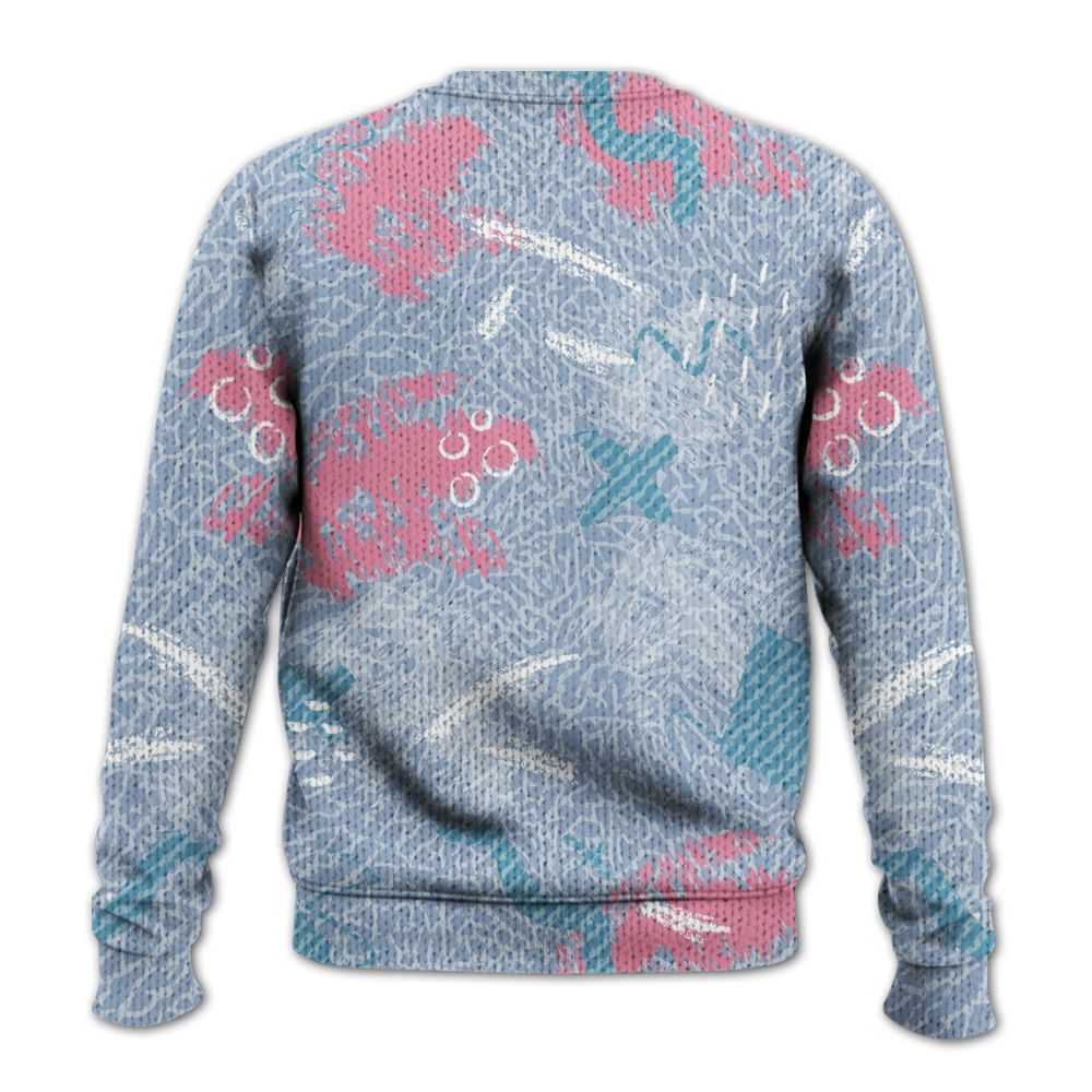 Sweater To Match Denim Pink Glow 3s - Hustle Grind Pray Graphic