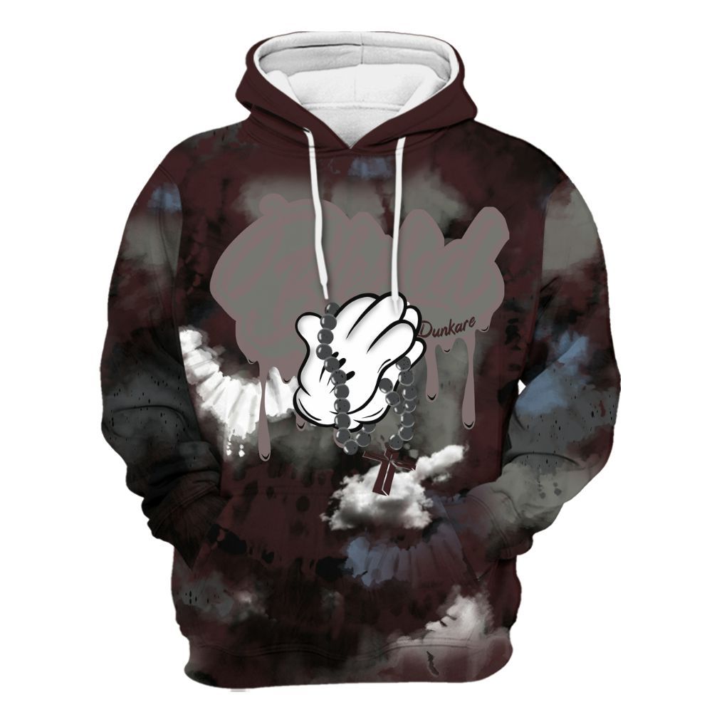 Hoodie To Match Burgundy 5s - God Blessed Tie Dye All Over Print