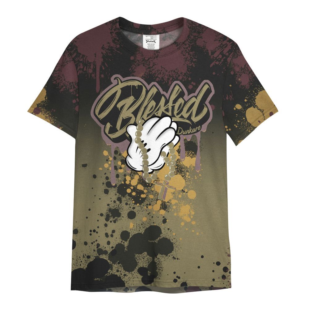 Shirt To Match Black Olive 7s - God Blessed Ink Drip All Over Print