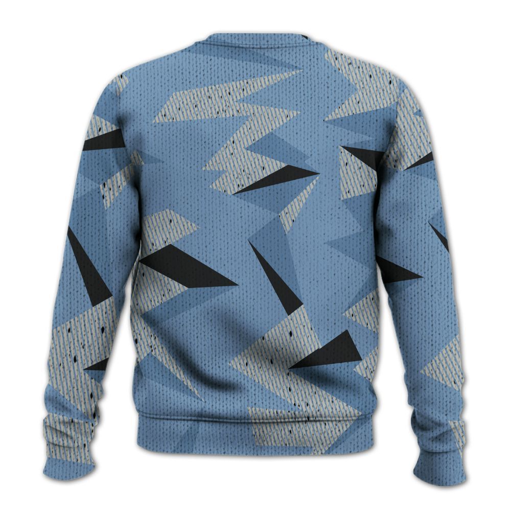 Knitted Sweater To Match University Blue 4s - Geometric Camouflage Pattern