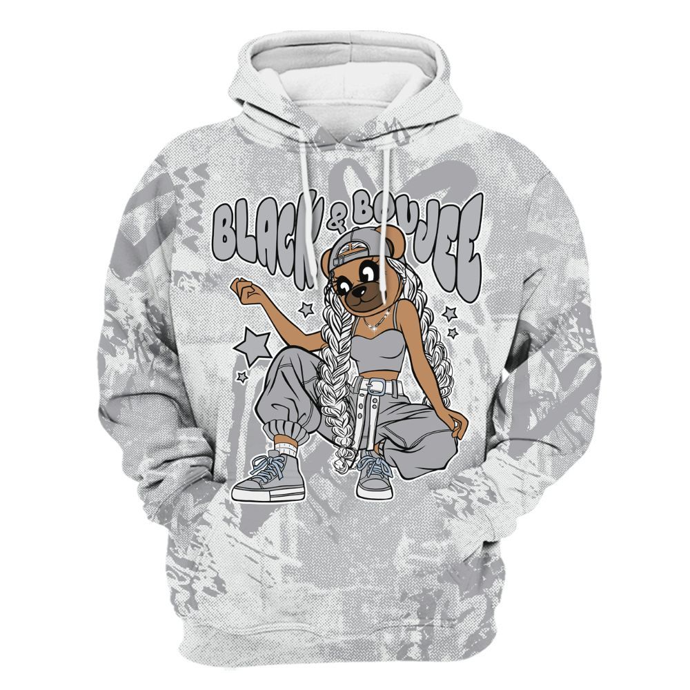 Hoodie To Match Low OG Wolf Grey 1s - Boujee Girls Bear Heart Grunge All Over Print