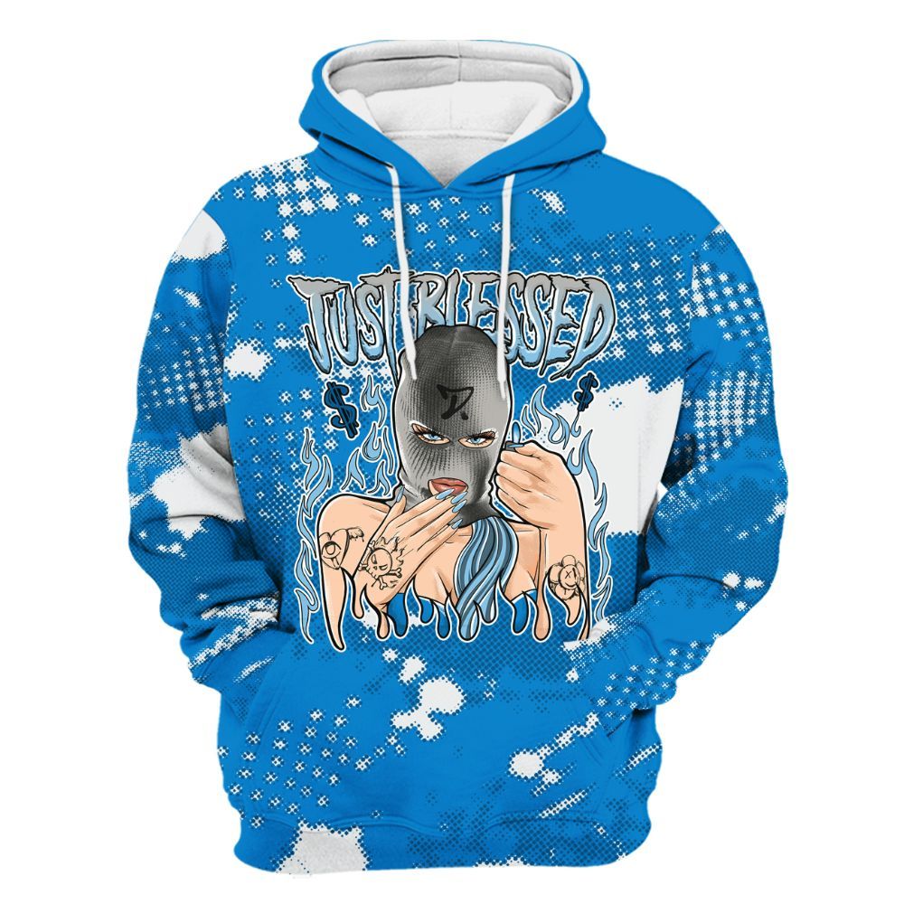 Hoodie To Match Industrial Blue 4s - Blessed!! Smoke Dot All Over Print