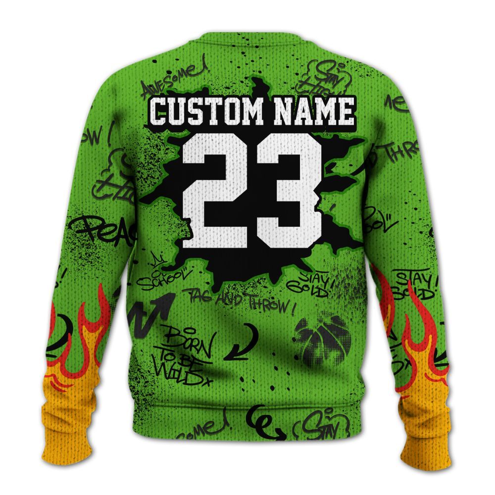 Knitted Sweater To Match Air Foamposite One Volt - Number 23 Basketball Bear Custom Name