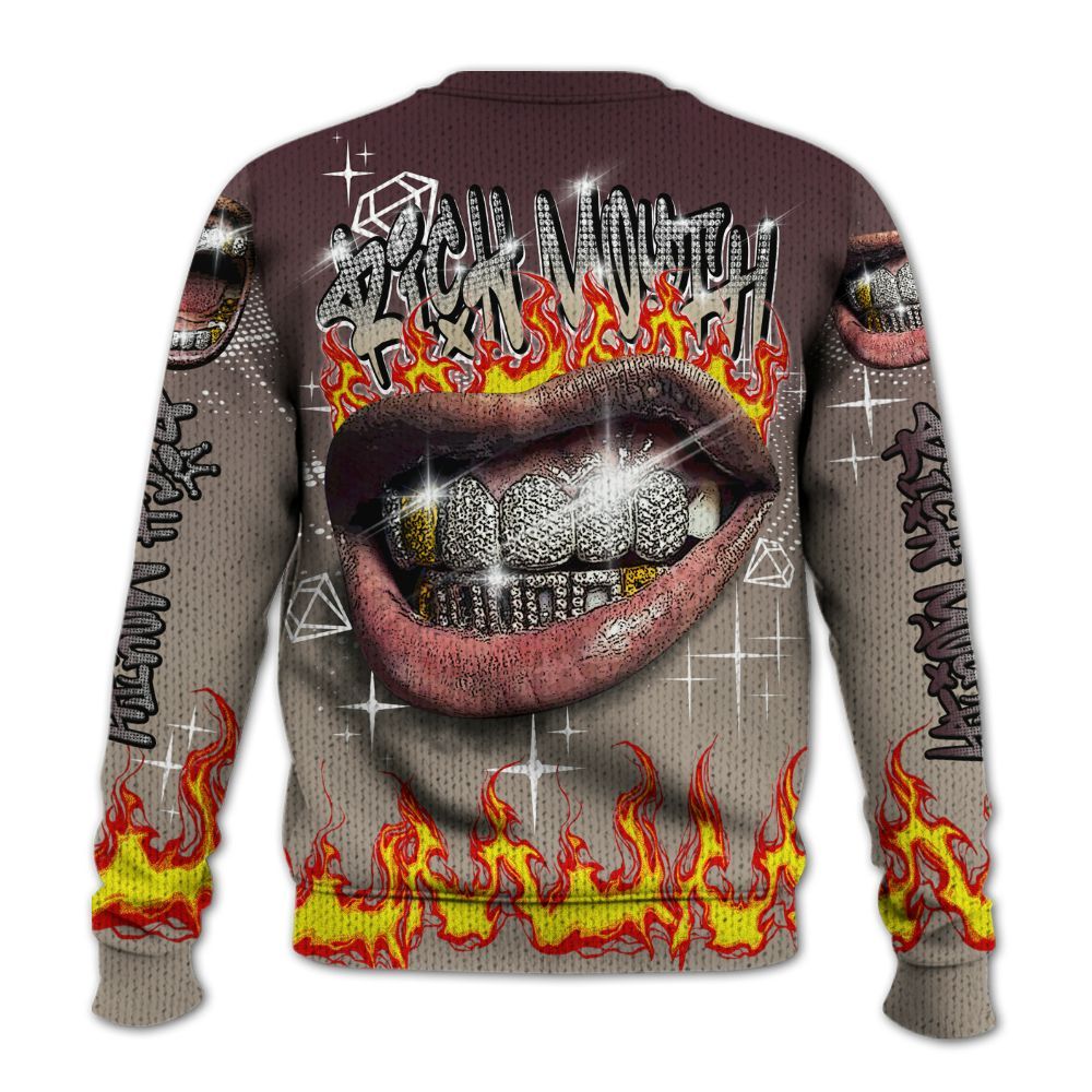 Knitted Sweater To Match AMM Retro Phantom 4s - Rich Mouth Fire Rap Retro 90s