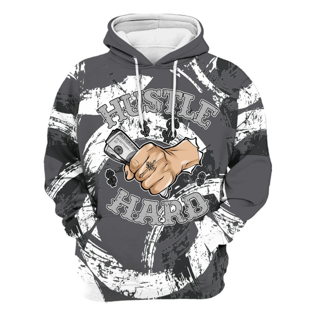 Hoodie To Match White Thunder 4s - Hustles Hard! Splash All Over Print