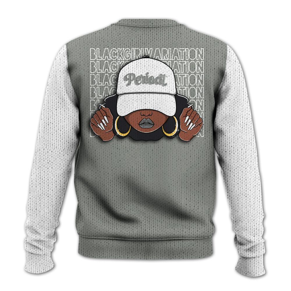 Knitted Sweater To Match Paris Cement Grey 4s, Custom Name Black Girl