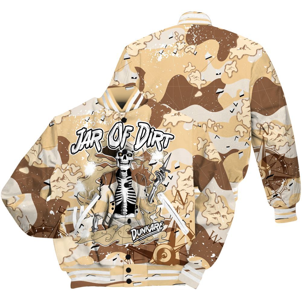 Varsity Jacket To Match Desert Camo 3s - Skeleton Jar Of Dirt Retro All Over Print