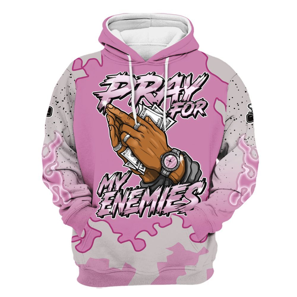 Hoodie To Match Neutral Grey Black White Orchid 4s - Prayed For Enemies Graphic Blessing All Over Print