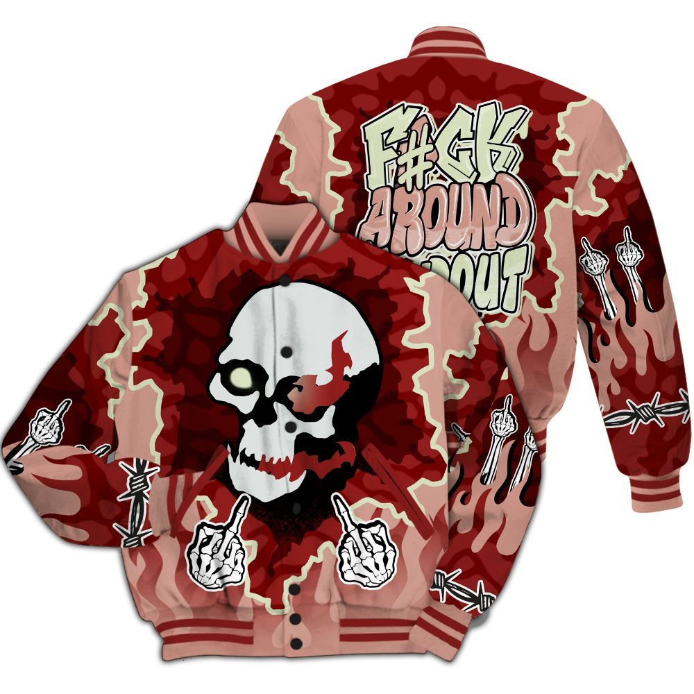 Varsity Jacket To Match Valentines Day 3s - F Around Find Out Graphic Trapped All Over Print
