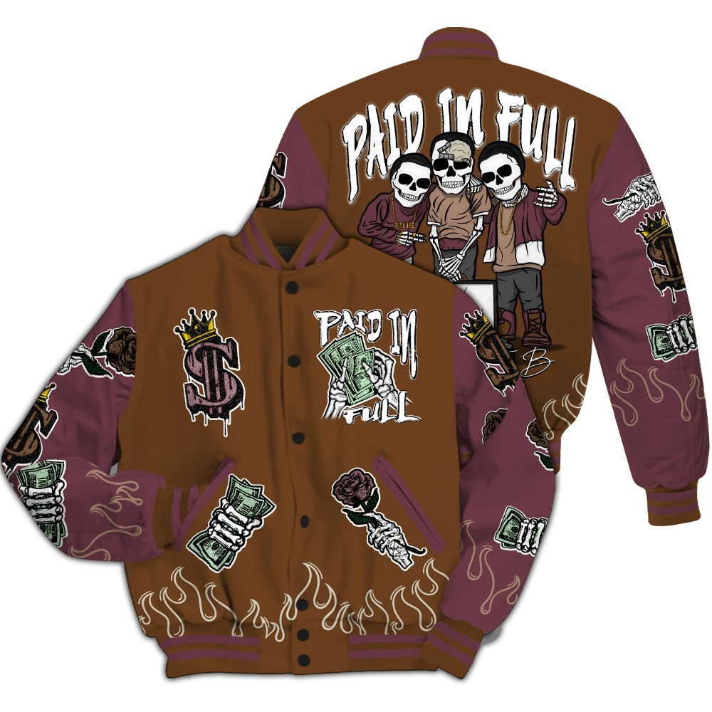 Varsity Jacket To Match Archaeo Brown 3s - Fire Everybody Paid In All Over Print