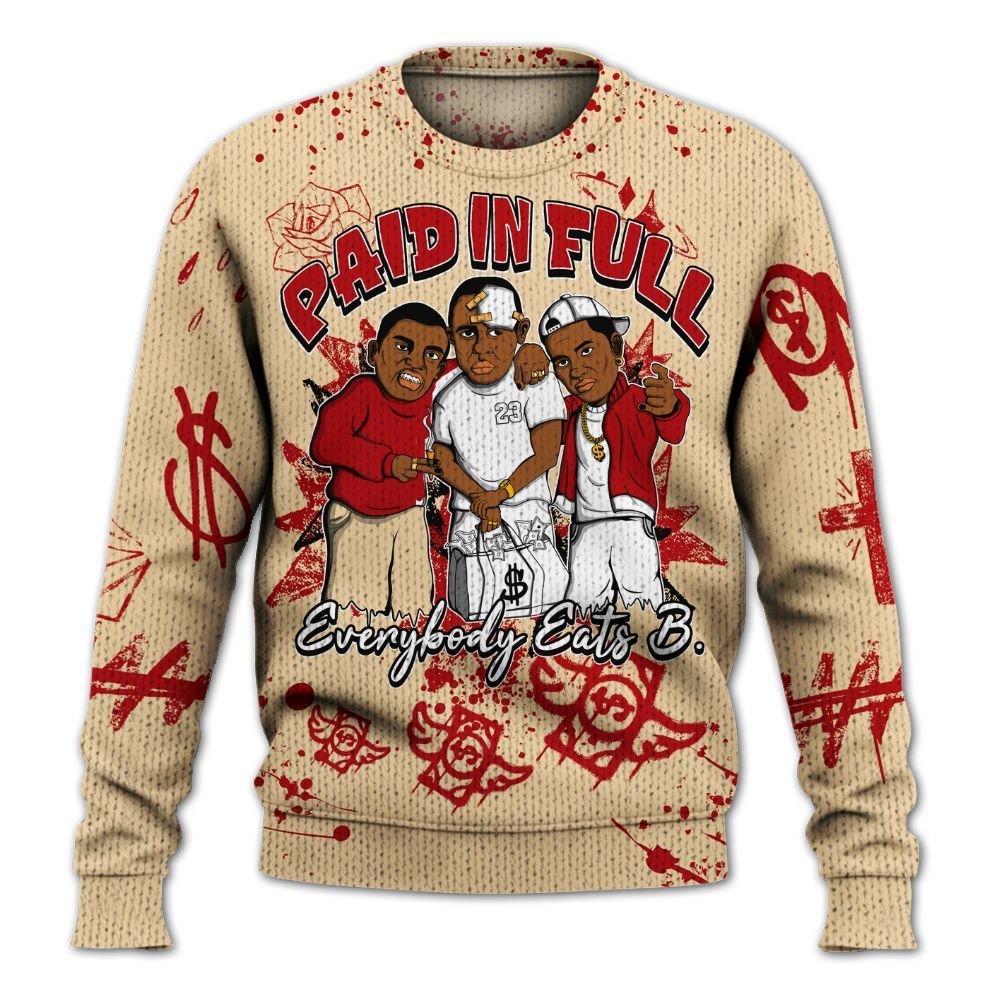 Knitted Sweater To Match Dunk Low Strawberry Waffle - Everybody Paid In Full Crayon