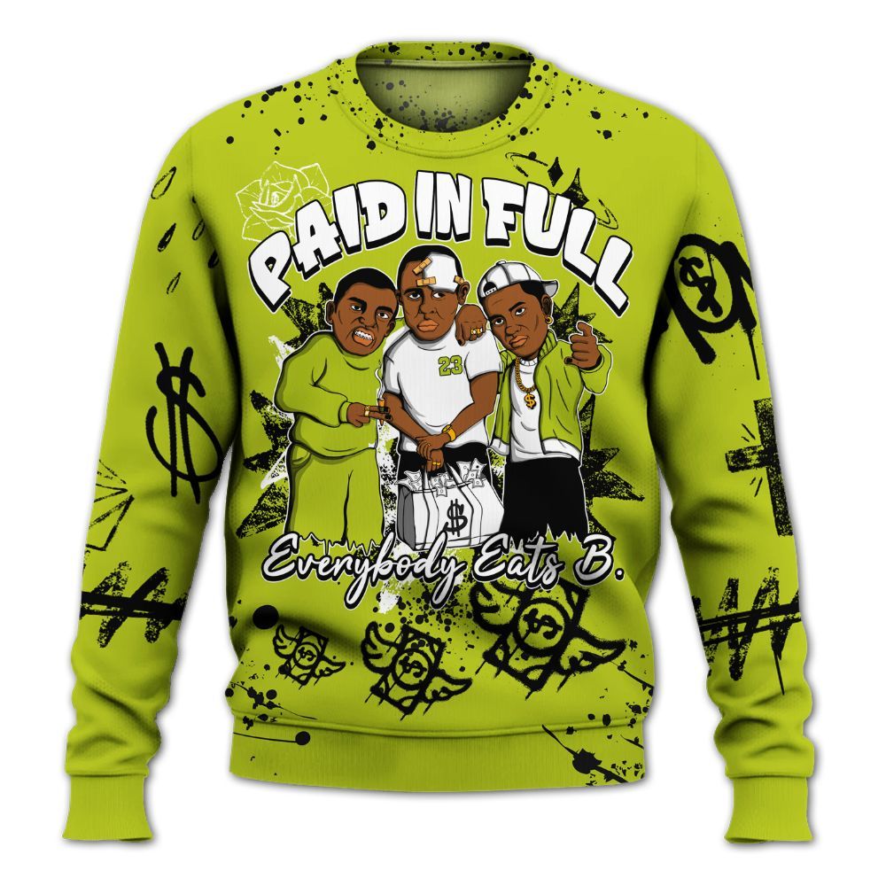 Sweatshirt To Match Bright Cactus 13s - Everybody Paid In Full Crayon All Over Print