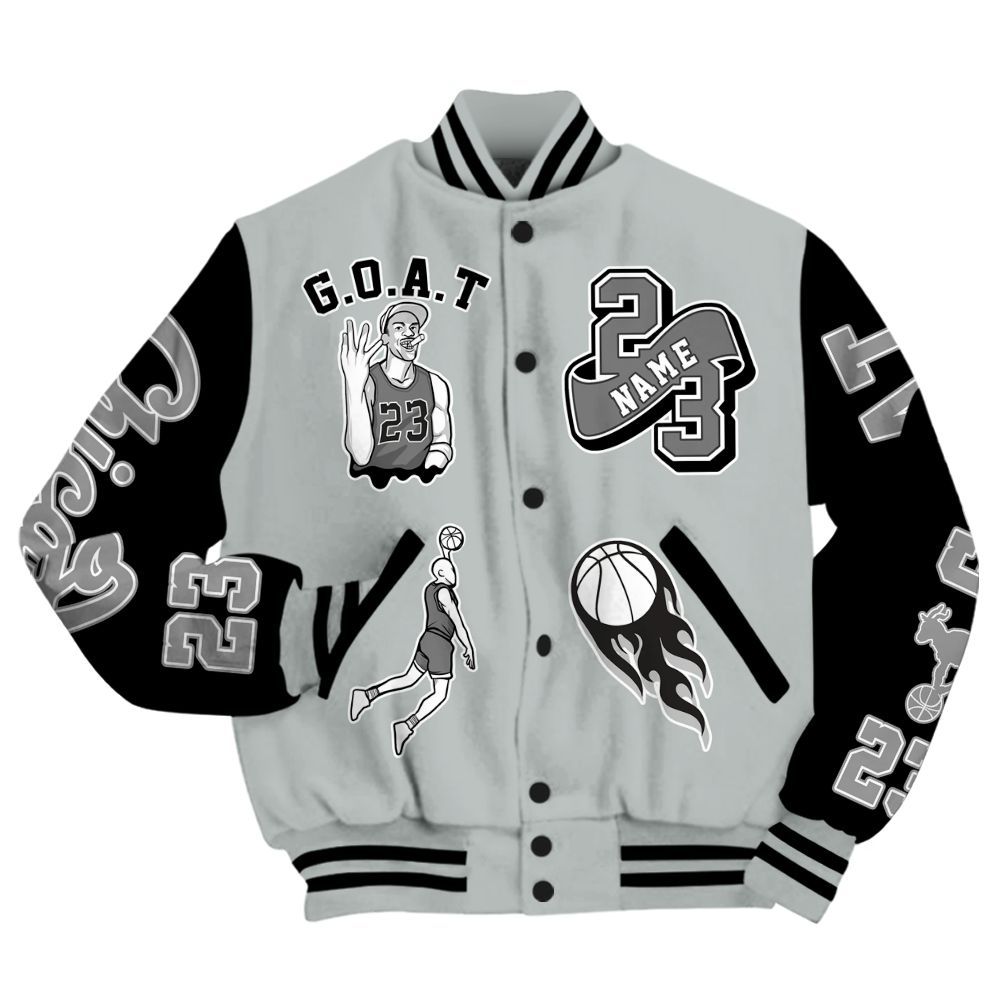 Varsity Jacket To Match Black Wolf Grey 12s - Legend GOAT Basketball Varsity Jacket Graphic Custom Name All Over Print
