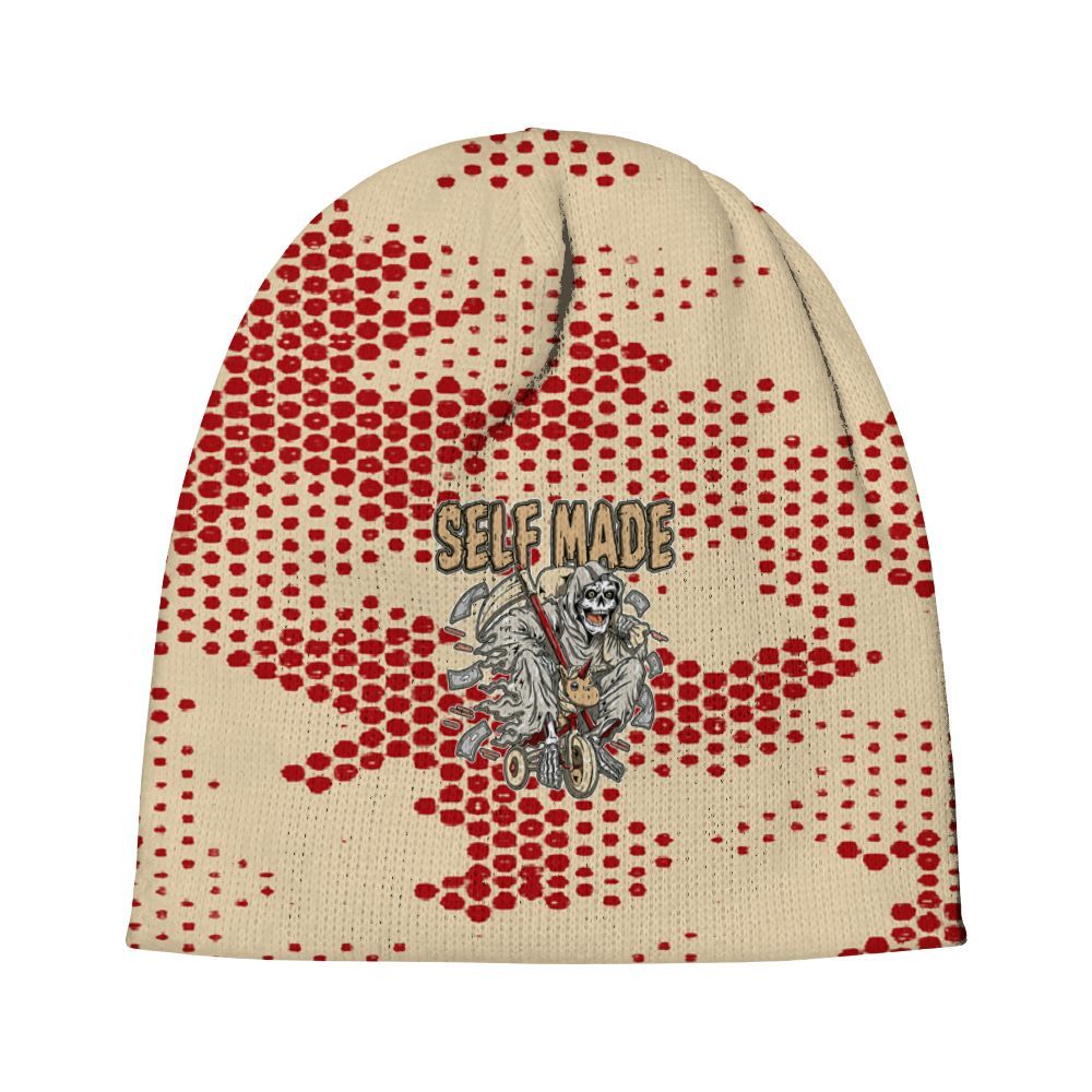 Beanie Hat To Match Dunk Low Strawberry Waffle - Self Make Skeleton Banknotes Art Graphic