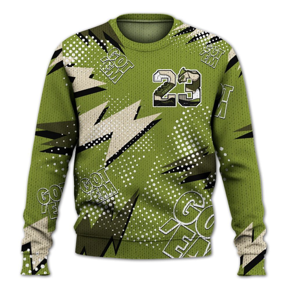 Knitted Sweater To Match SB Dunk Low Asparagus - Custom Name Number 23 5s