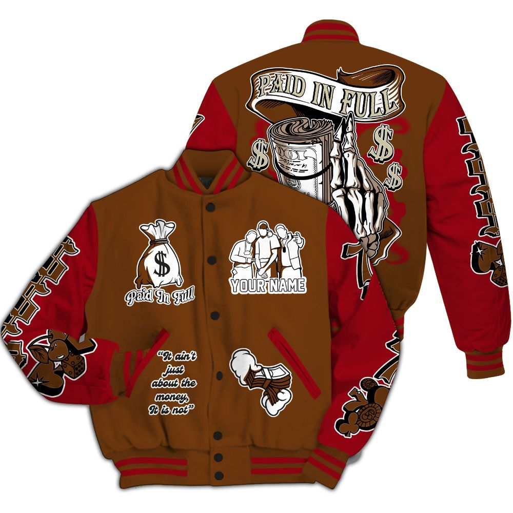 Varsity Jacket To Match Archaeo Brown 5s - Paid In Full Baseball Varsity Jacket Custom Name All Over Print