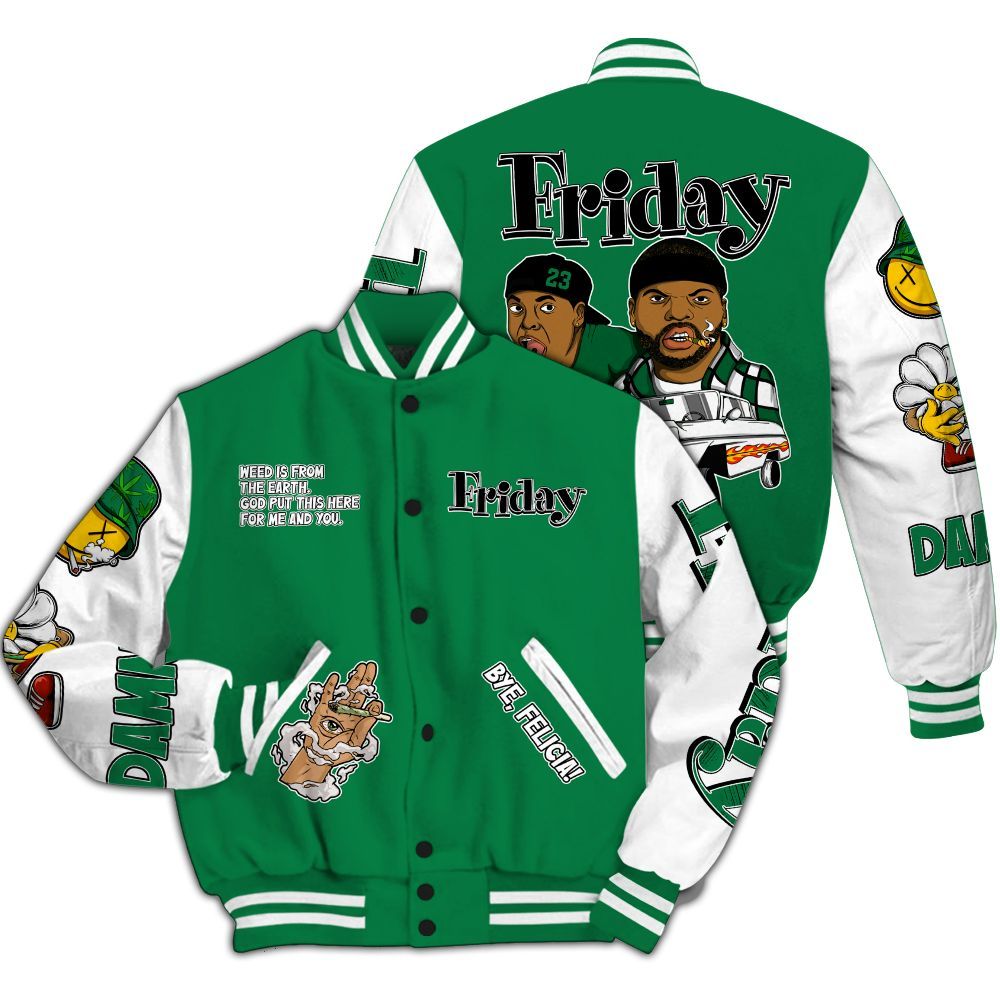 Varsity Jacket To Match Pine Green 13s Shirt, Friday Sneaker Stress Style All Over Print