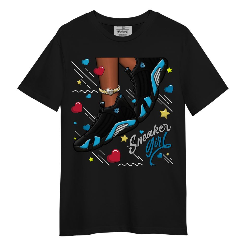 Shirt To Match Black University Blue 2026 14s - SNEAKER Girl Heart Flying Graphic
