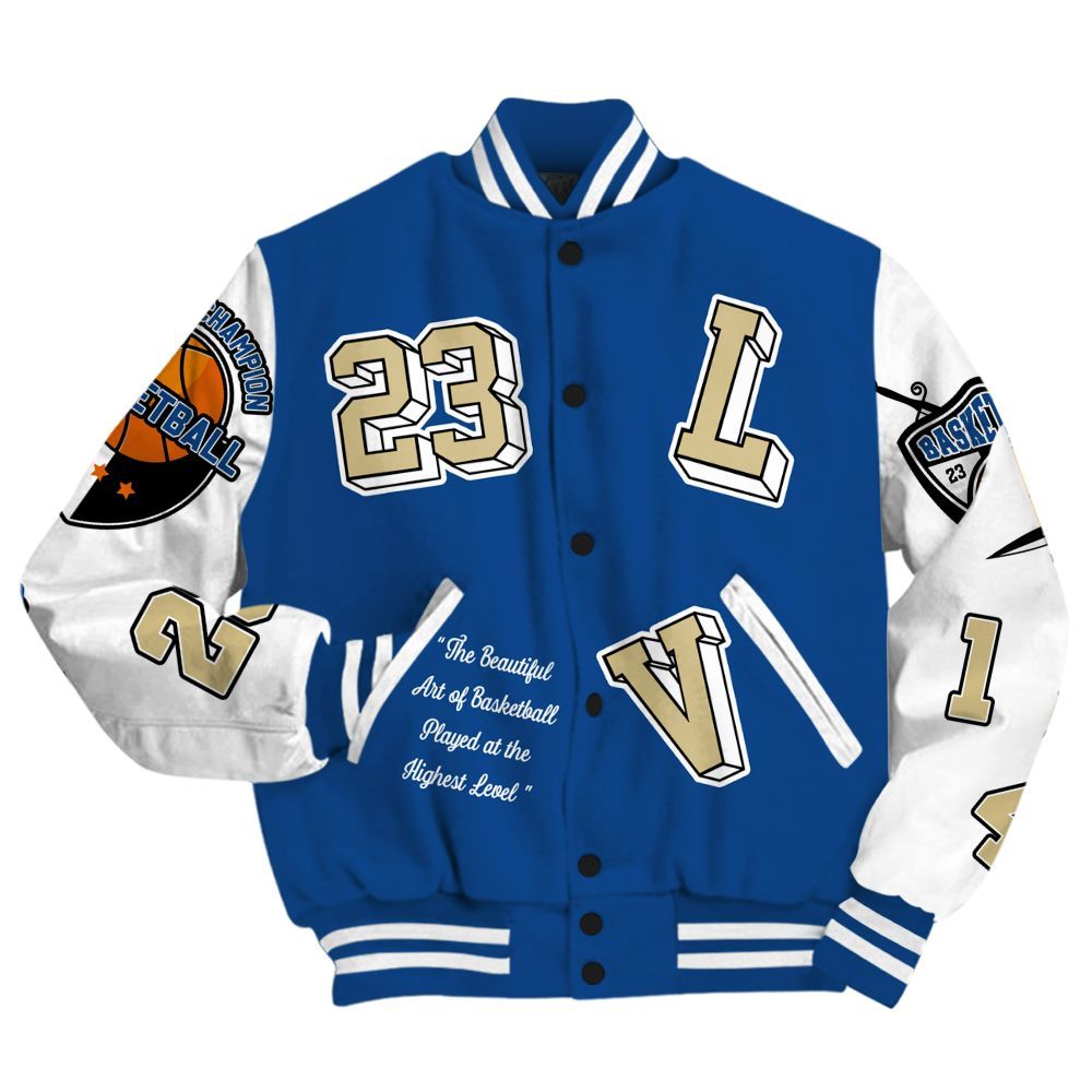 Varsity Jacket To Match Air Ship Royal Blue - The GOAT Got Em Streetwear All Over Print