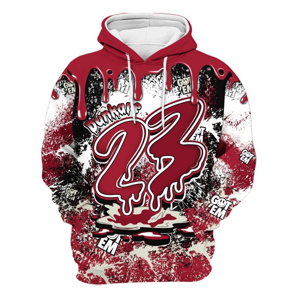 Hoodie To Match High OG Black Toe Reimagined 1s - Dripping 23 Drip All Over Print