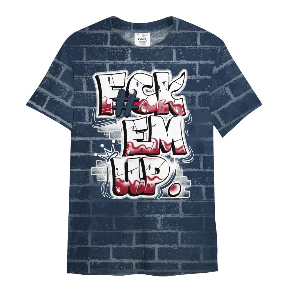 Shirt To Match White Midnight Navy 6s - F#ck Em Graphic Brick Art All Over Print