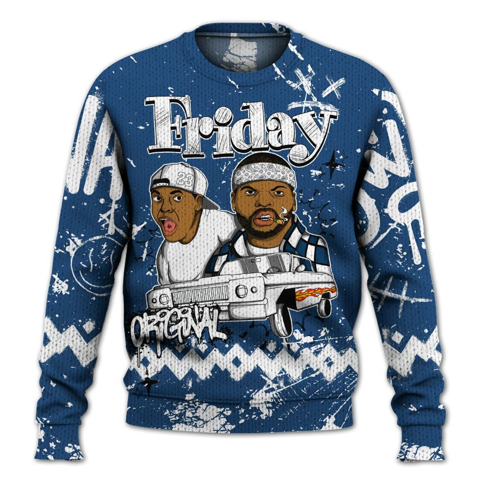 Knitted Sweater To Match High OG Midnight Navy 1s - Friday Sneaker Crayon