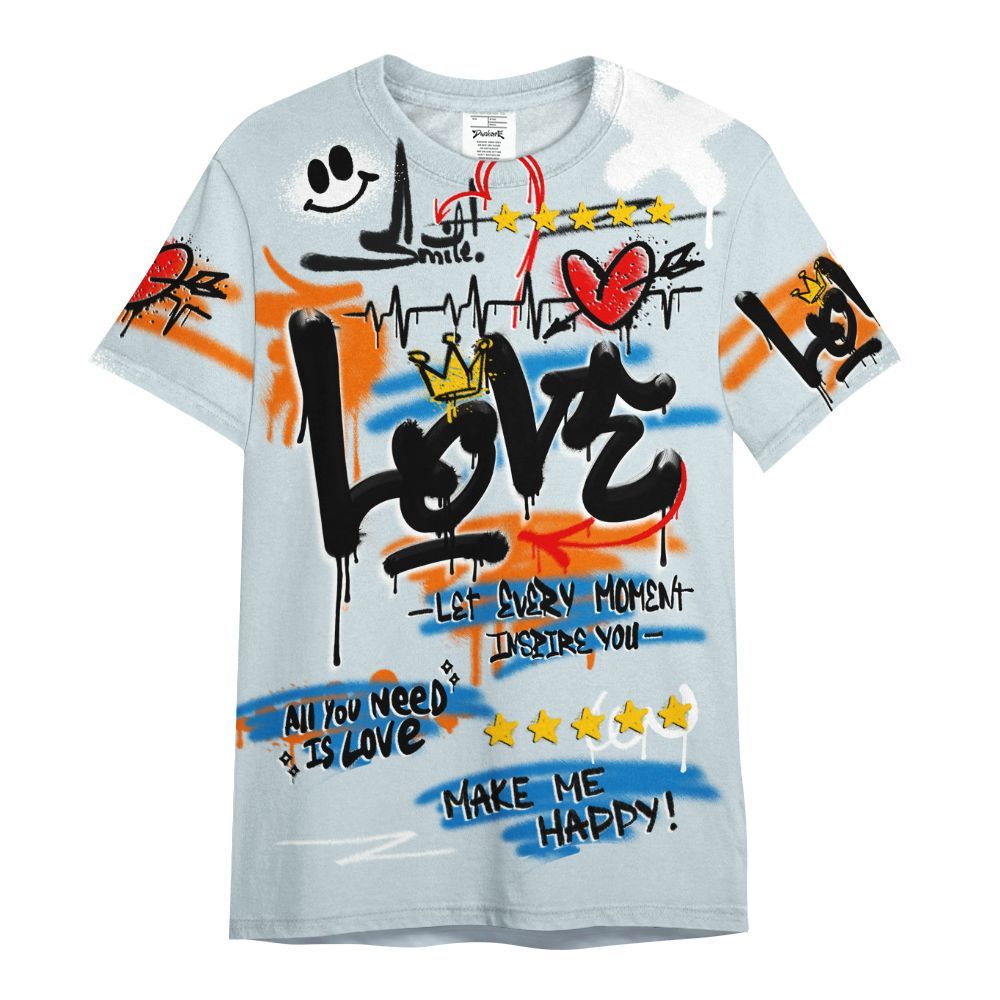 Shirt To Match Retro High OG Alaska 1s - Happy Love Beats Graffiti Streetwear All Over Print