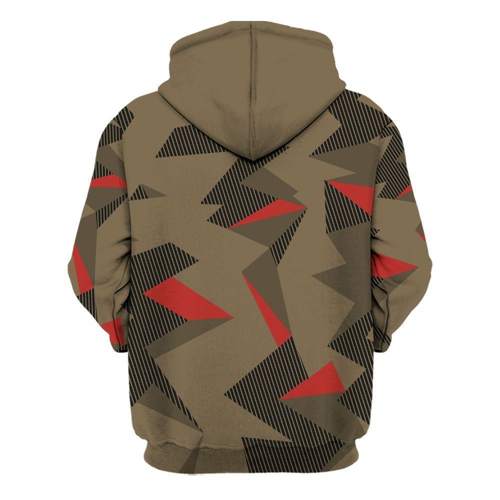 Hoodie To Match Olive 9s - Geometric Camouflage Pattern All Over Print