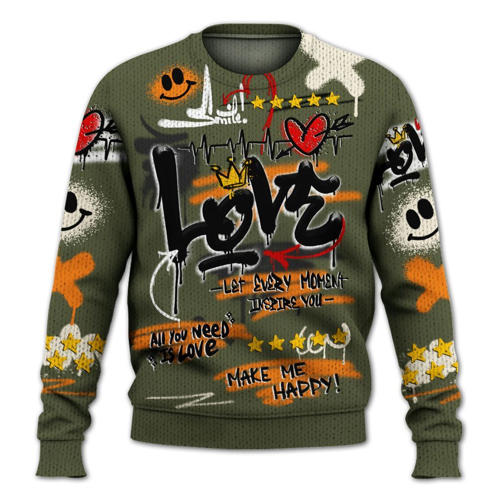 Sweater To Match Retro Undefeated 4s - Happy Love Beats Graffiti Streetwear Graphic