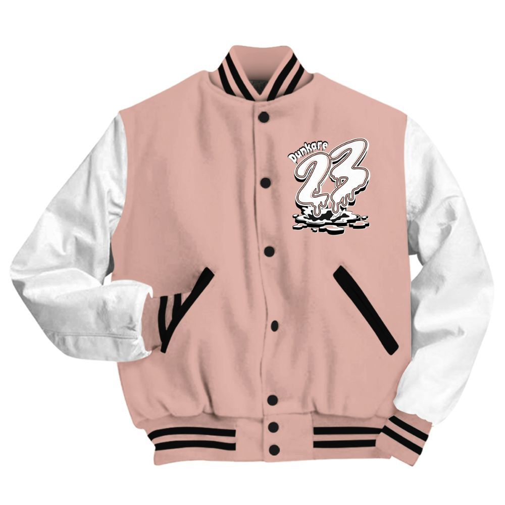 Varsity Jacket To Match Dunk Low Pink Velvet - Custom Name 23 Drip All Over Print