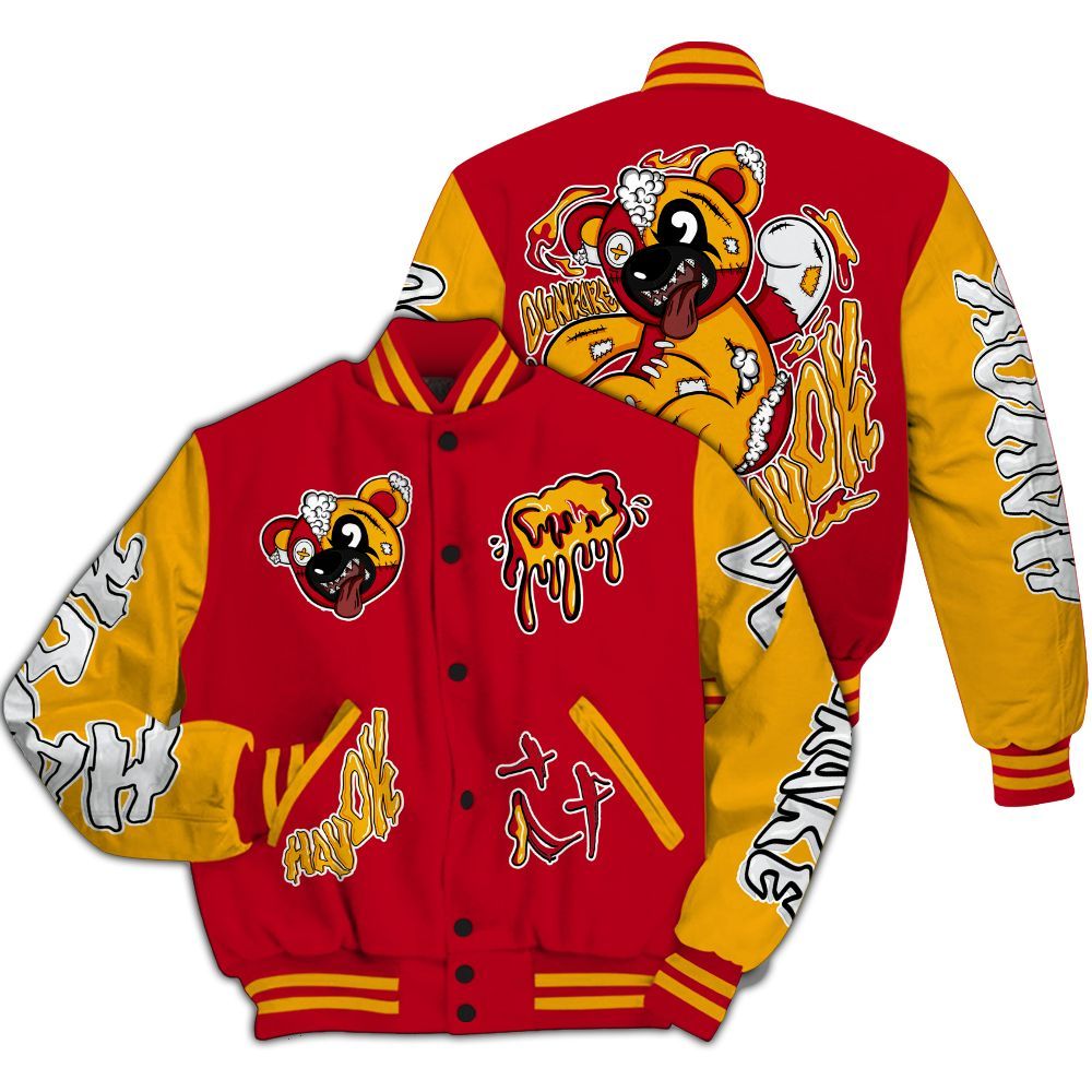 Varsity Jacket To Match Cardinal 7s - Havok Bear All Over Print