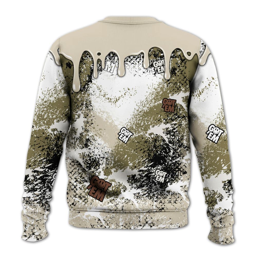 Sweatshirt To Match Sail Neutral Olive 6s - Dripping 23 Drip All Over Print