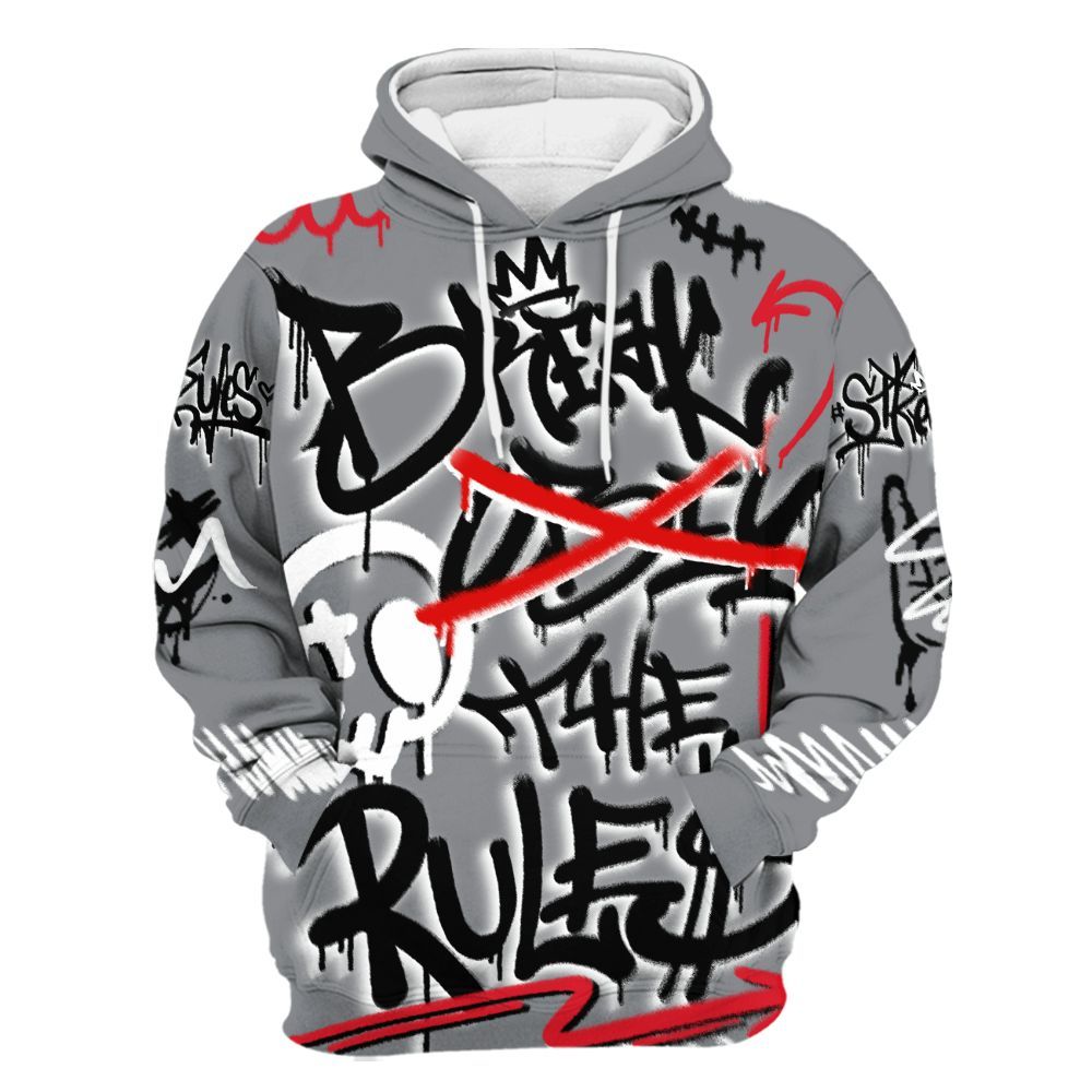 Hoodie To Match Black Cement 3s - Break Rules Streetwear All Over Print