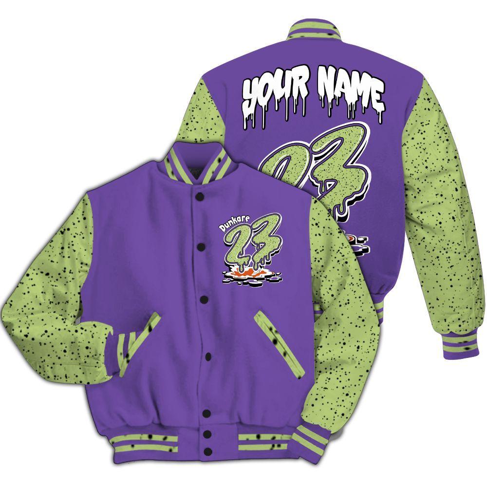 Varsity Jacket To Match Canyon Purple 4s - Custom Name 23 Drip All Over Print