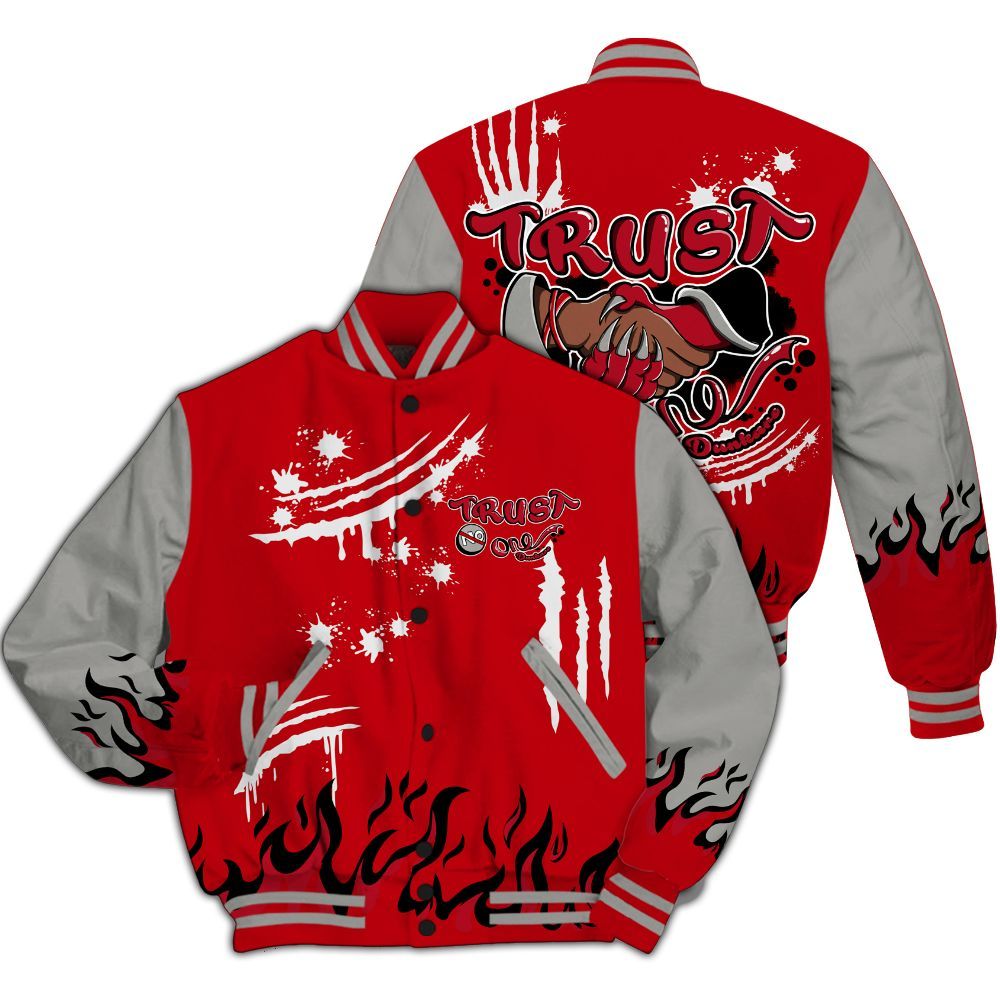 Varsity Jacket To Match Air Griffey Max Gray Reds 1s - Graphic Trust No One All Over Print